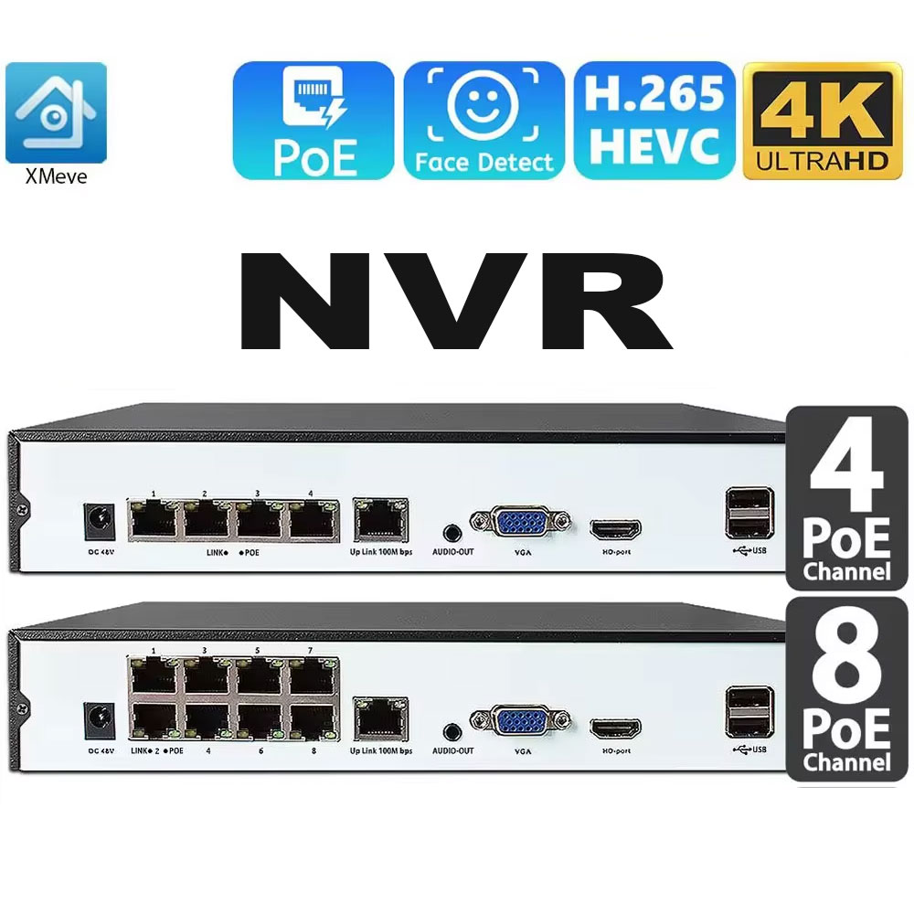 Home Security Cameras - 4CH 8CH 48v POE 4K NVR