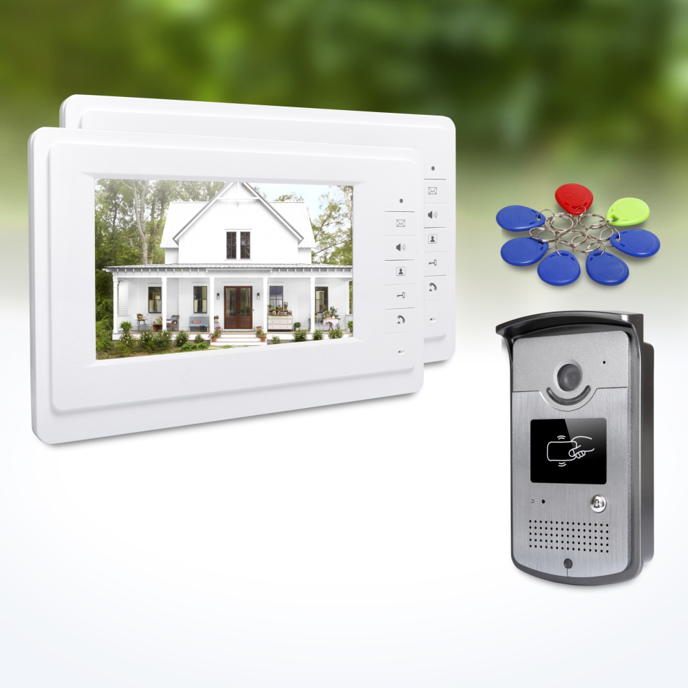 Home Security Systems With Cameras - 1 Außenkamera 2 Innenmonitore 7-Zoll-Video-Türsprechanlage Schlüsselanhänger