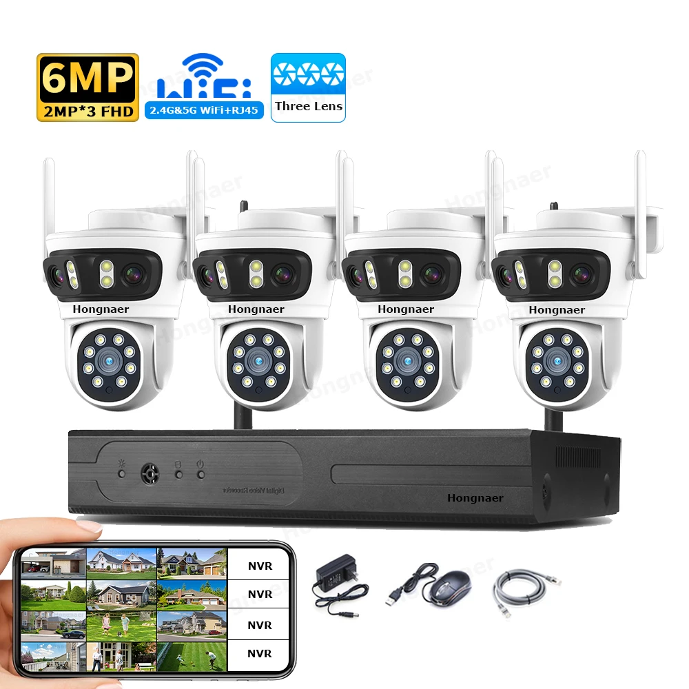 Home Security Systems With Cameras - 2026 Hongnaer 6MP 4CH 3-Linsen 2.4G