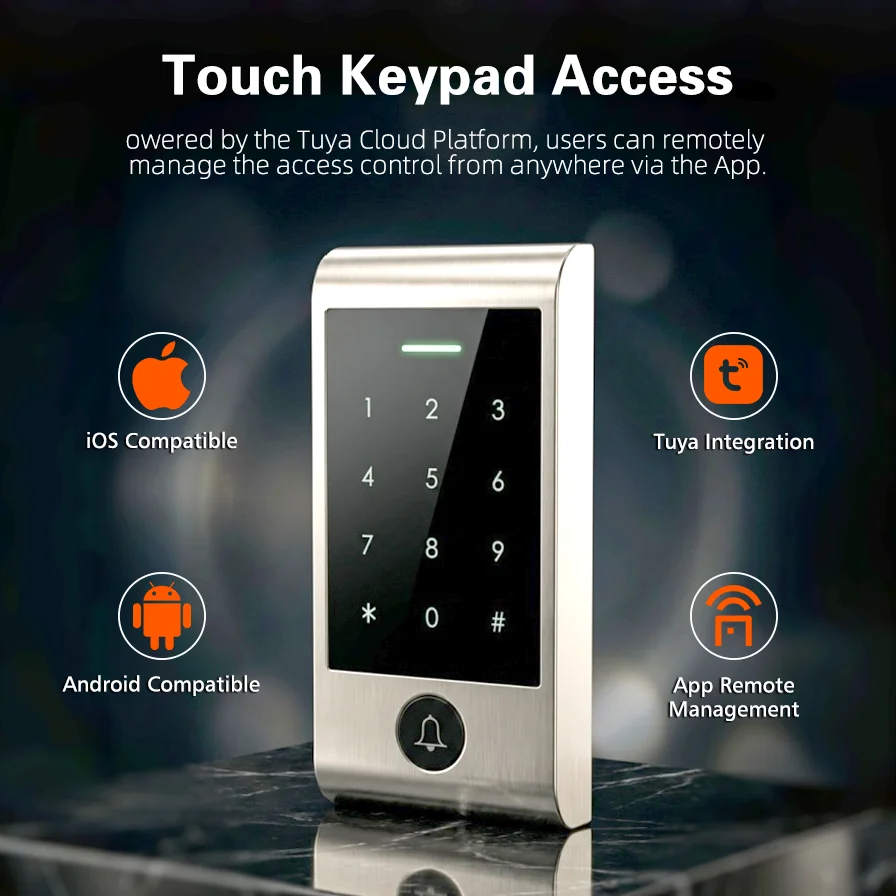 Home Security Systems - Fortschrittliches WIFI-Fernbedienungs-Touch-Tastatur-Zugangssystem mit Türklingel-Taste, wasserdicht, kompatibel