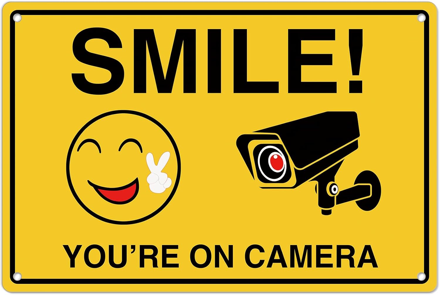 Home Security Camera Installation - Smile Youre On Kameraschilder; Rostfreie Aluminium-Videoüberwachung