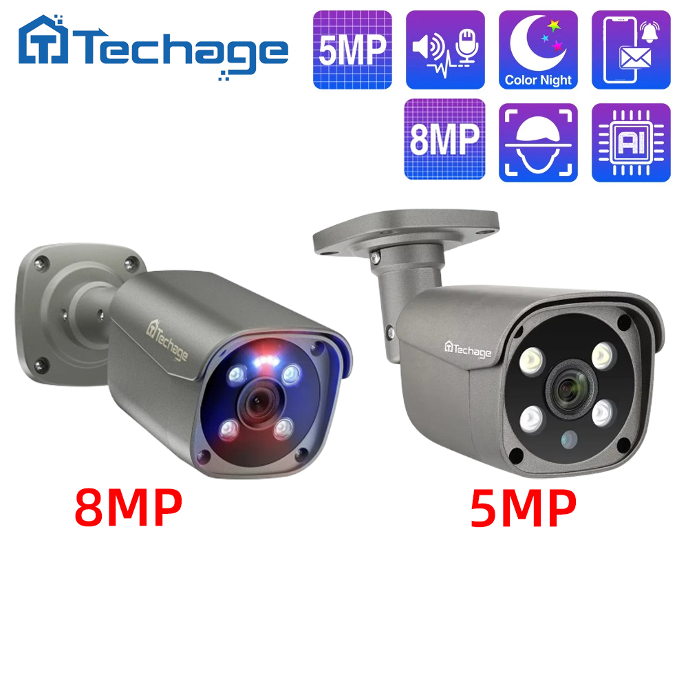 Home Security Ai - Techage 8MP 5MP 4MP POE Kamera