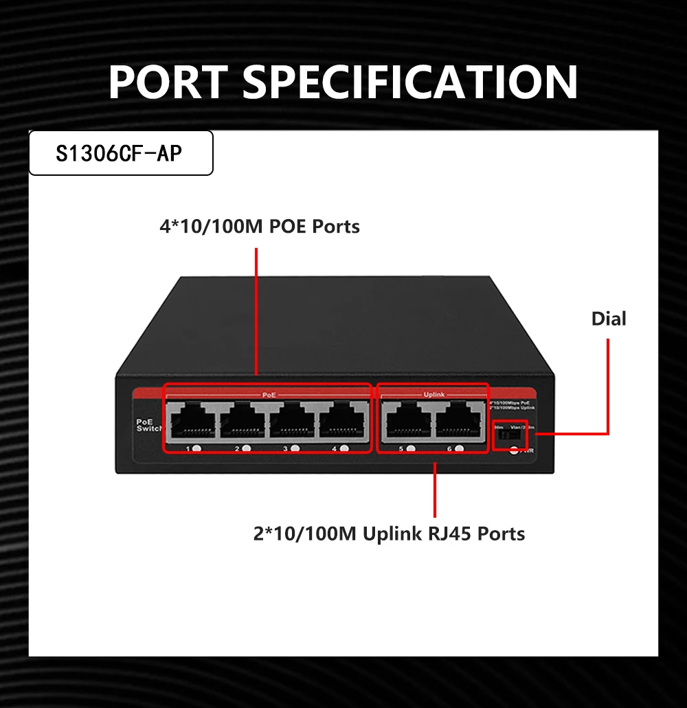 Home Security Ai - Hochwertiger EWIND 6-Port AI PoE Switch