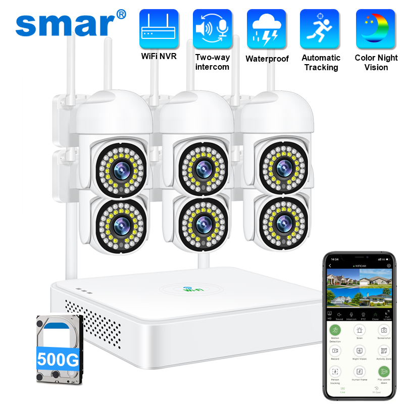 Home Security Systems With Cameras - Smar 3MP Kabelloses CCTV-Sicherheitskamerasystem PTZ WLAN