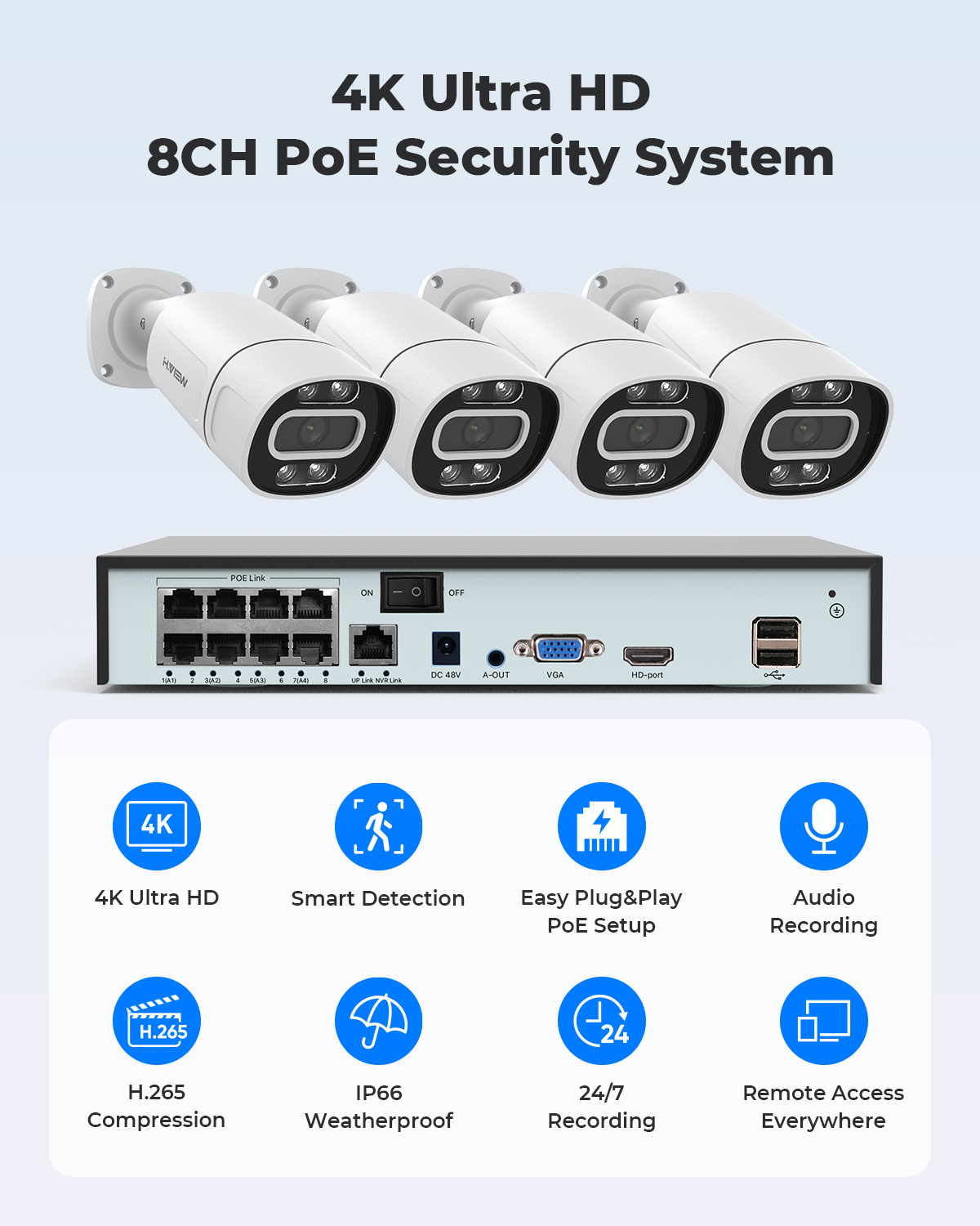 H.View 4K 5Mp 8Mp PoE CCTV Sic – Home Security Systems With Cameras Bewertung und Preis